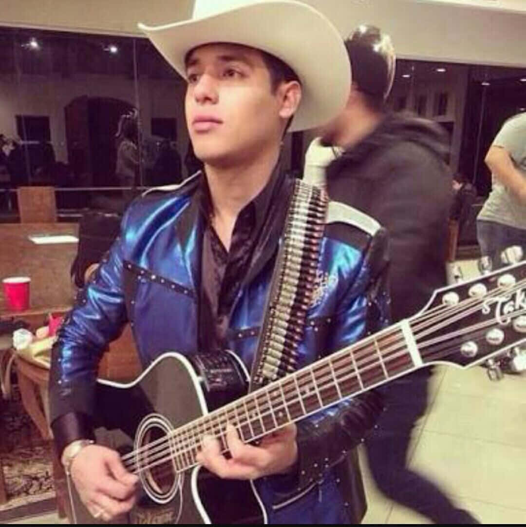 Ariel Camacho, white cowboy hat, shiny blue jacket, SD Phone Wallpaper
