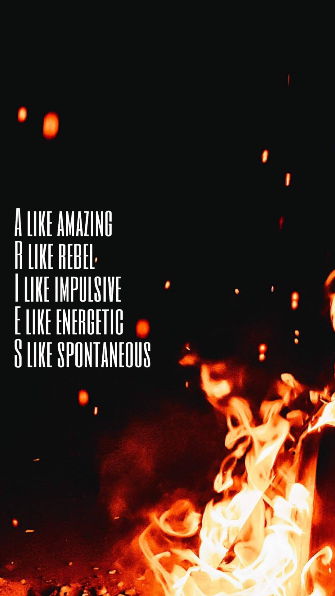 Aries Aesthetic, fiery orange flames, black background, HD Phone Wallpaper