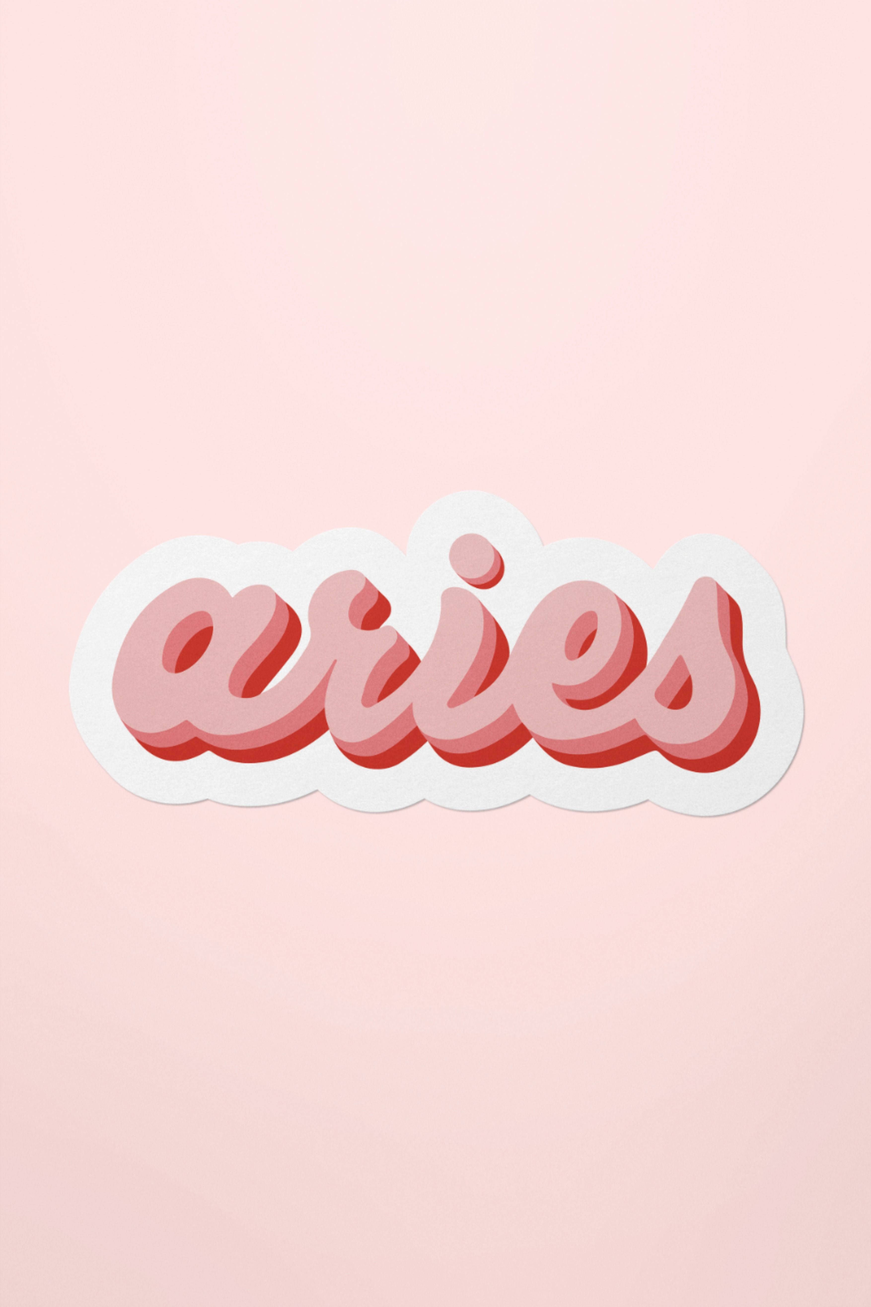 Aries, pink, bubbly 3D letters, 5K Phone Wallpaper