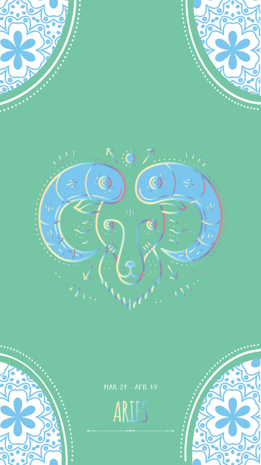 Aries iPhone, blue ram head, ornate horns, Full HD Phone Wallpaper