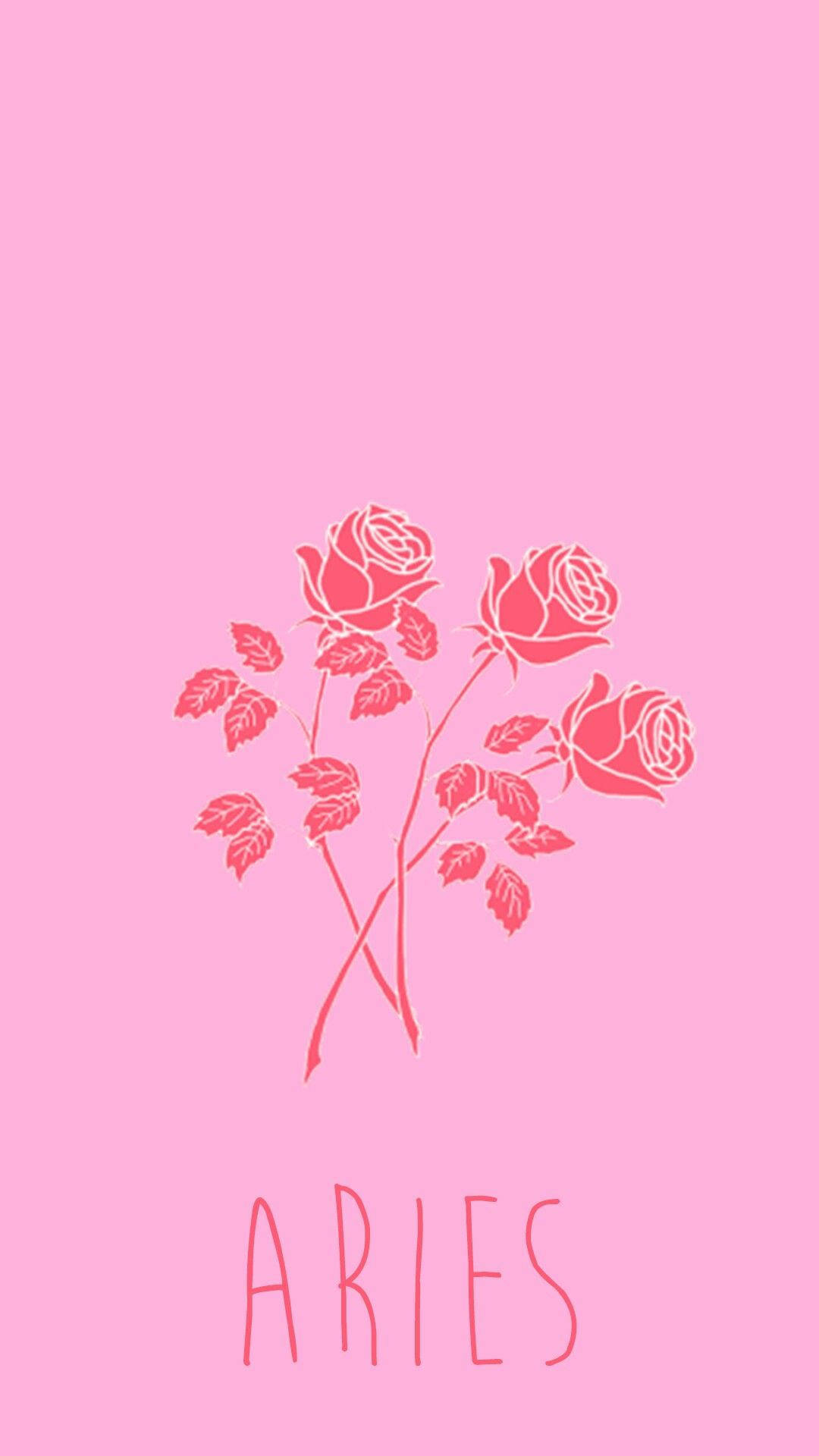 Aries Aesthetic, red roses, pink background, Full HD Phone Wallpaper