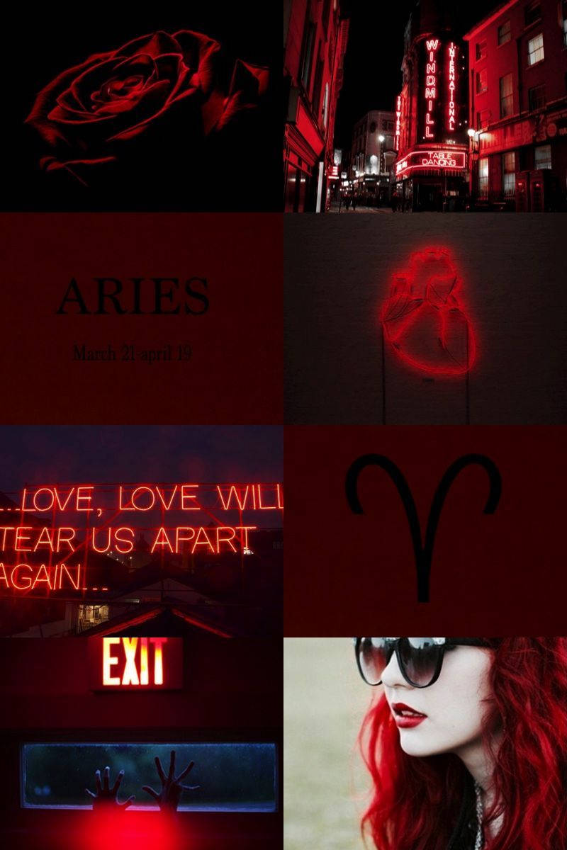 Aries Aesthetic, red, neon sign, SD Phone Wallpaper