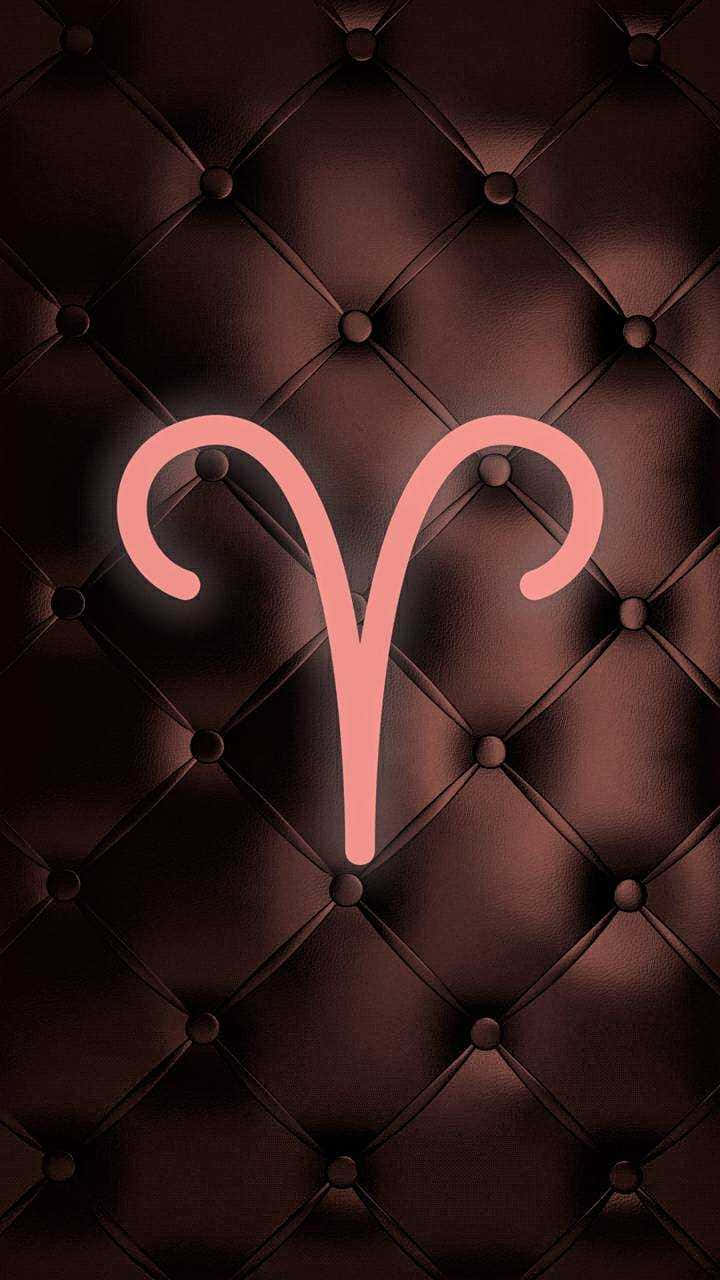 Aries iPhone, pink ram symbol, rich brown tufted leather, HD Phone Wallpaper