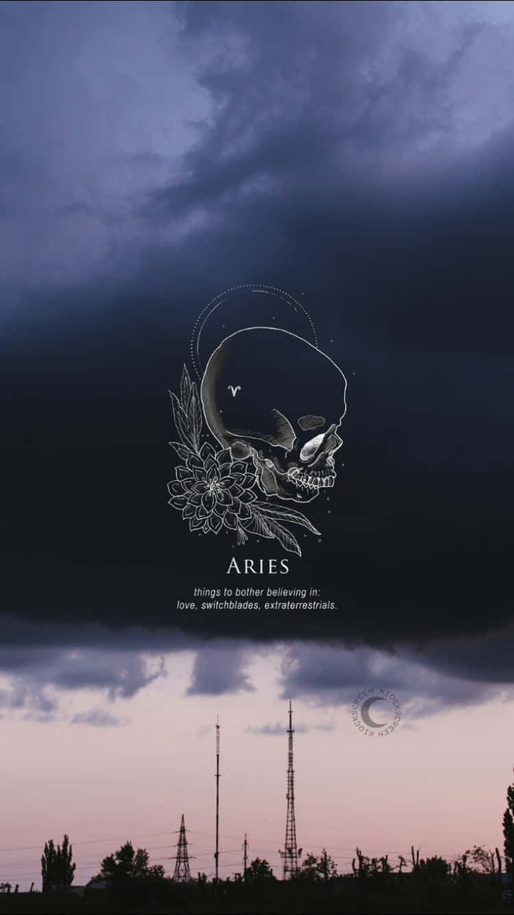 Aries iPhone, skull, floral elements, HD Phone Wallpaper