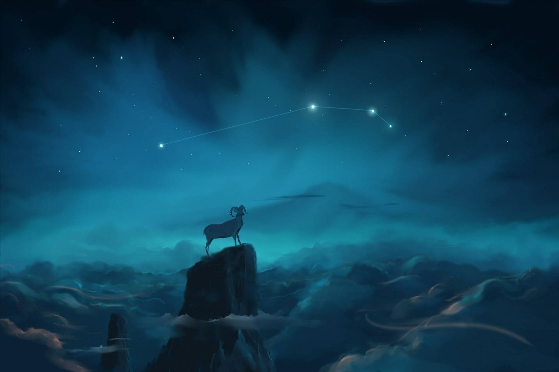 Aries, constellation, starry night sky, Full HD Desktop Wallpaper