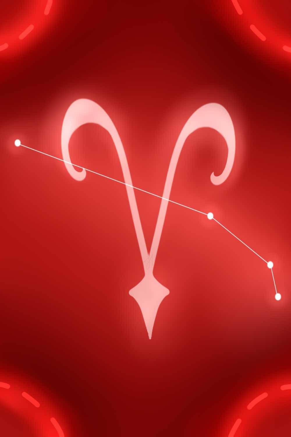 Aries, red neon, glowing white ram constellation, HD Phone Wallpaper