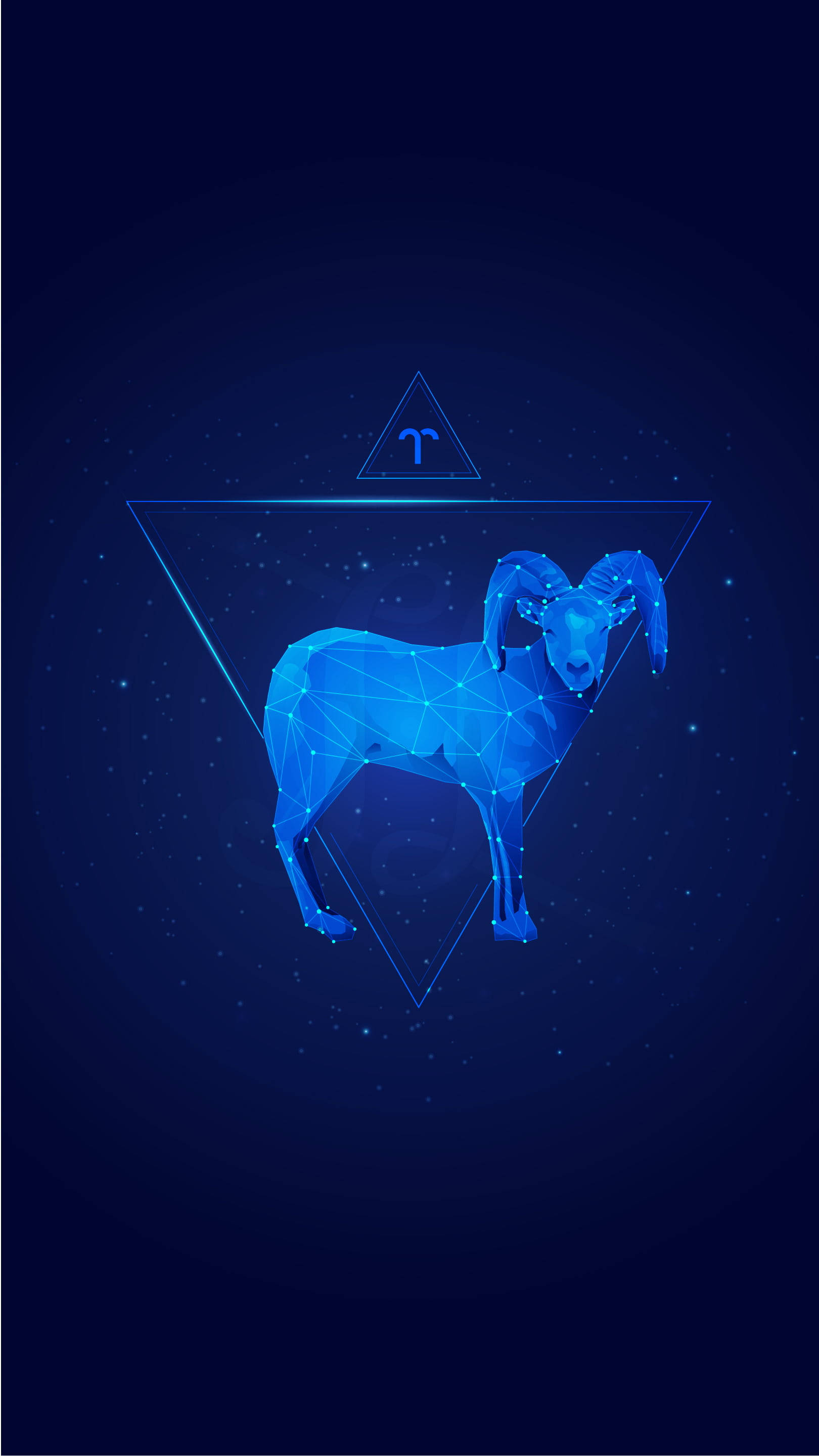 Aries, ram constellation, glowing blue, 2K Phone Wallpaper