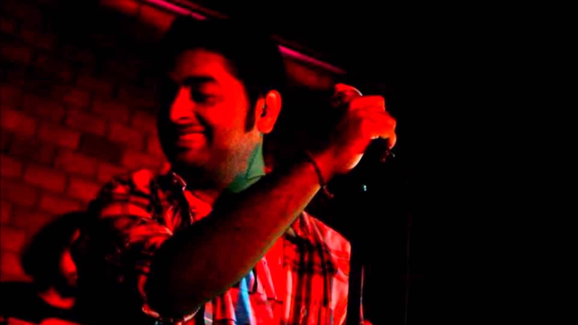Arijit Singh, plaid shirt, microphone, Full HD Desktop Wallpaper