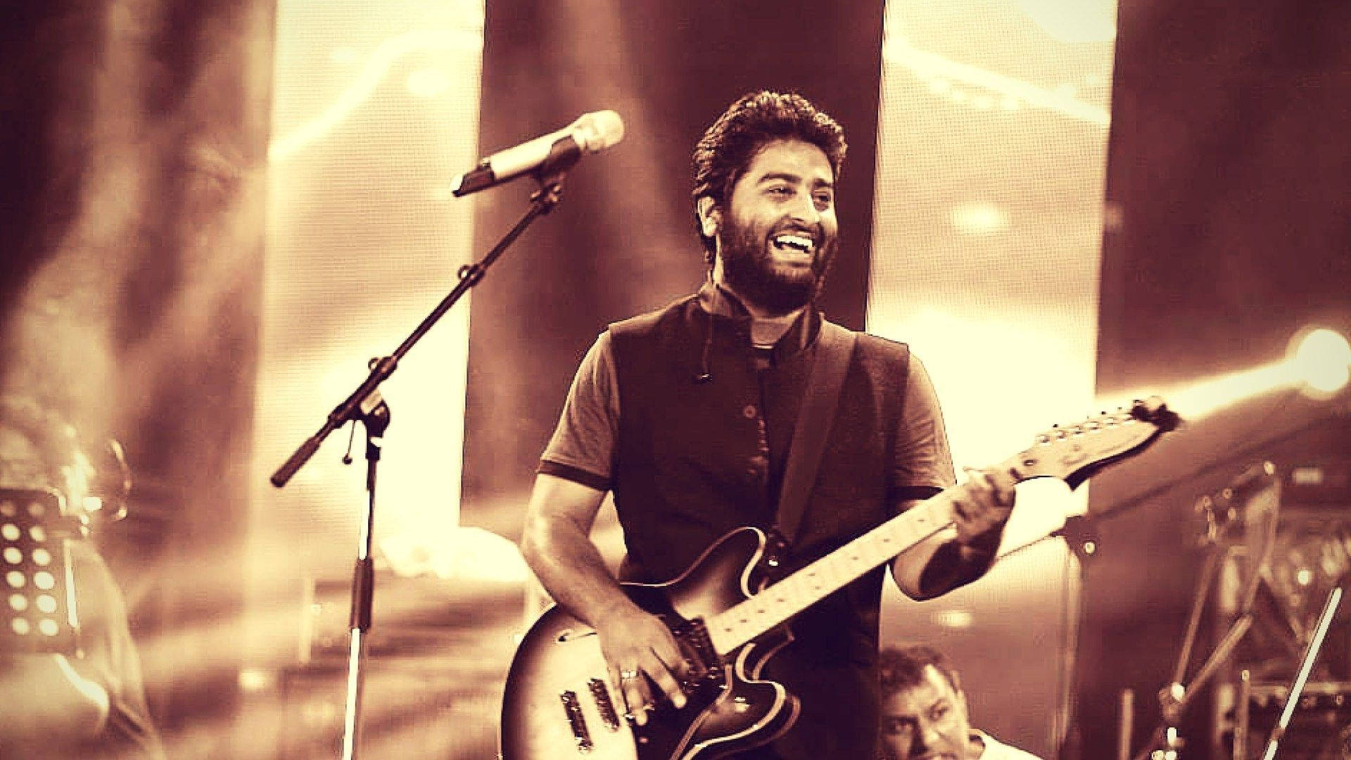 Arijit Singh, sepia tone, electric guitar, Full HD Desktop Wallpaper