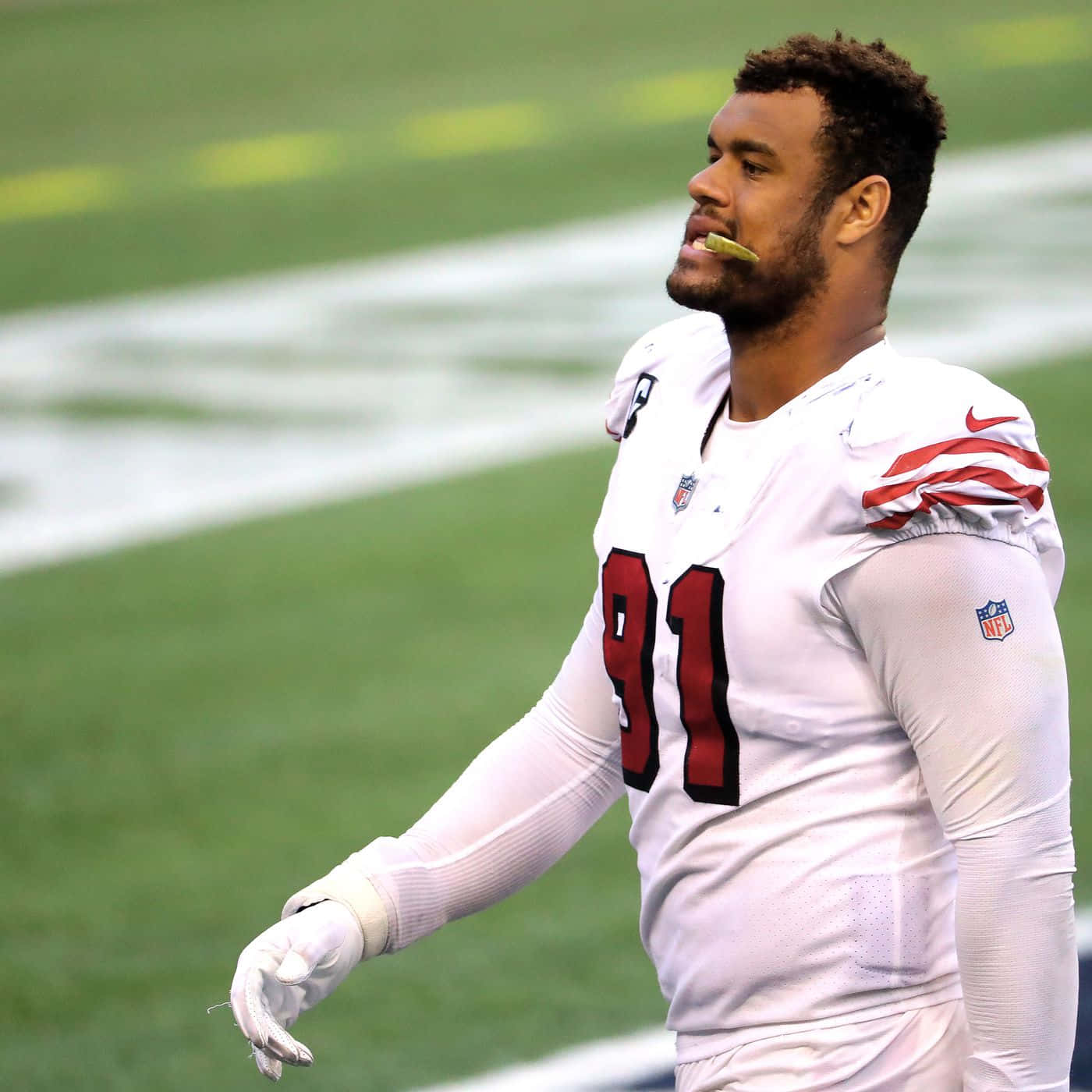 Arik Armstead, number 91, white jersey, HD Desktop Wallpaper