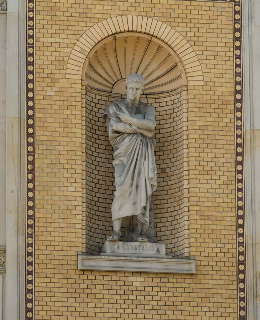Aristotle, stone statue, brick niche, SD Phone Wallpaper