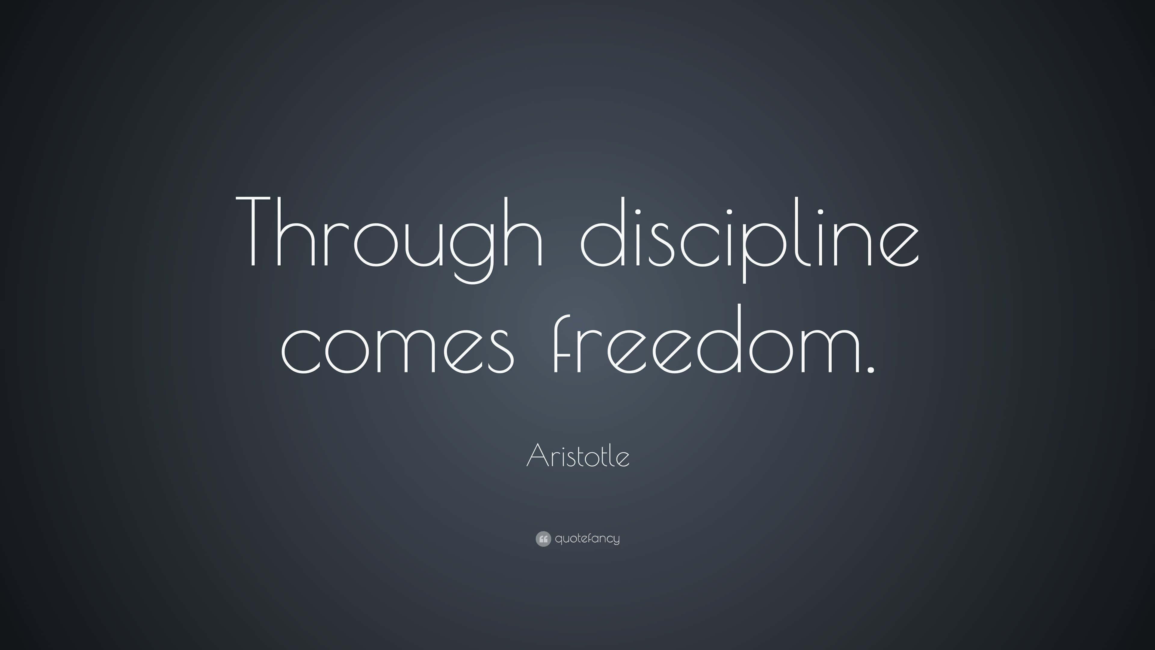 Aristotle, Through discipline comes freedom, white text, 4K Desktop Wallpaper