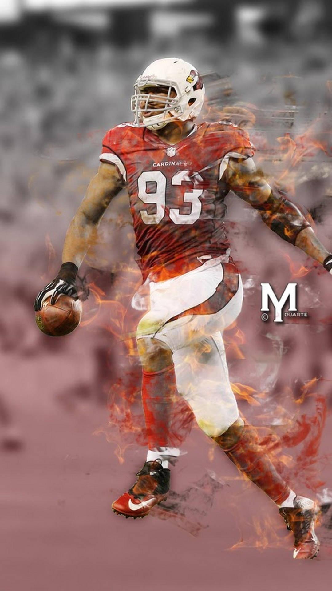 Arizona Cardinals, player 93, red Cardinals jersey, Full HD Phone Wallpaper