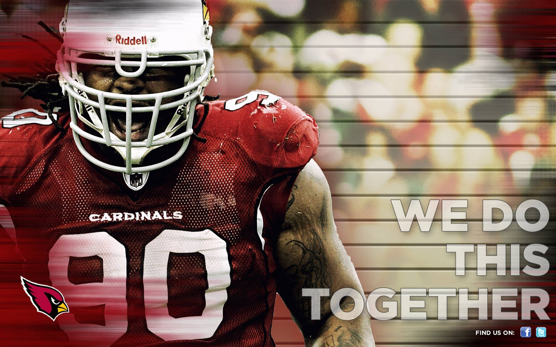 Arizona Cardinals, red jersey, number 90, Full HD Desktop Wallpaper
