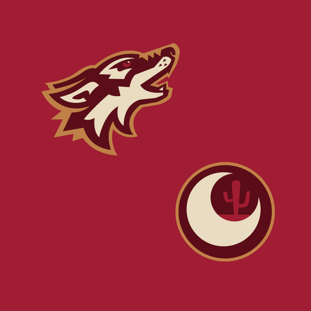 Arizona Coyotes, white crescent moon, cactus logo, SD Desktop Wallpaper