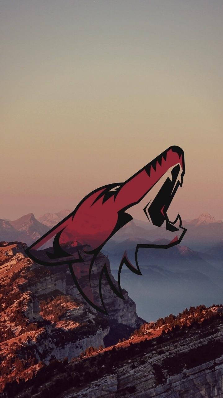 Arizona Coyotes, red wolf, mountain ridge, HD Phone Wallpaper