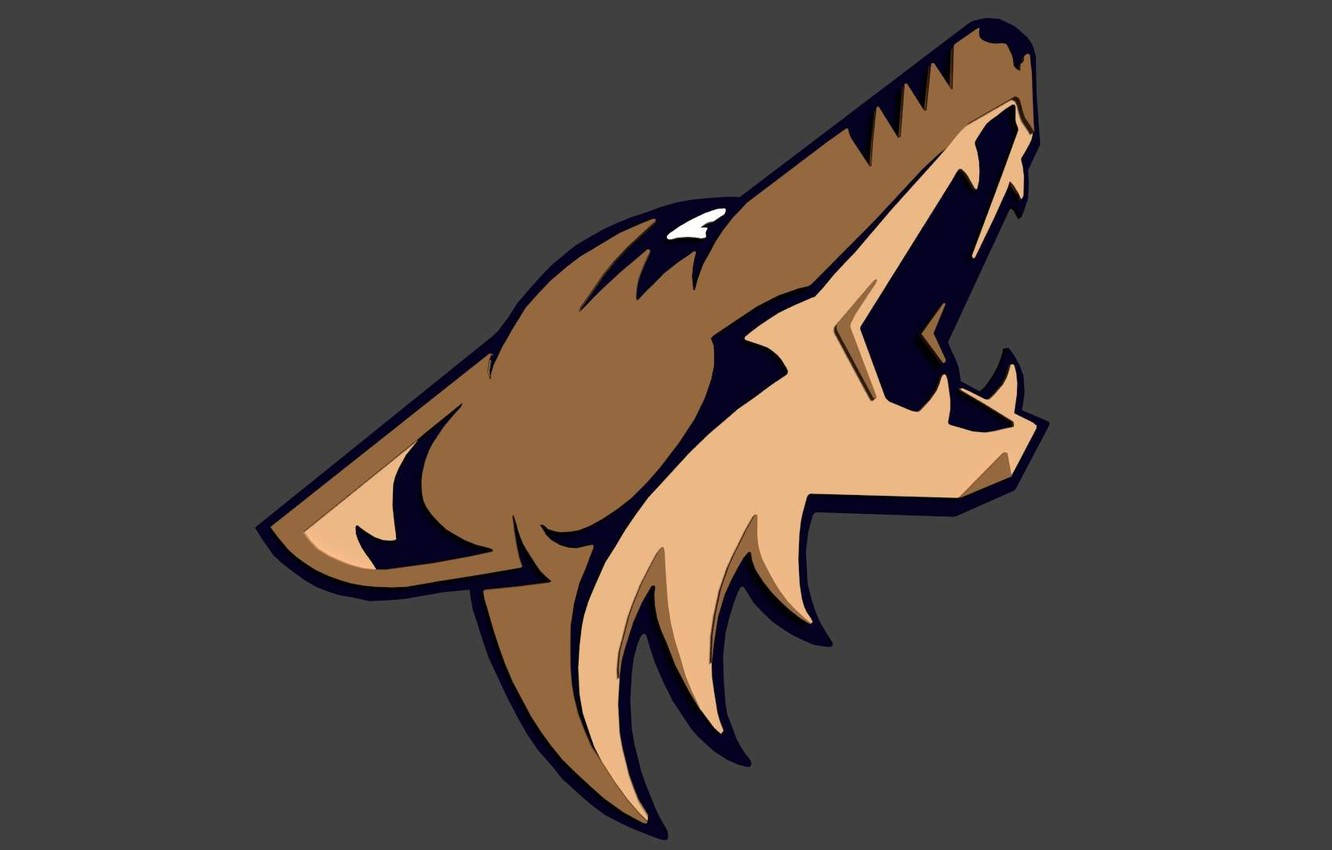 Arizona Coyotes, brown and peach logo, cartoon wolf head, HD Desktop Wallpaper