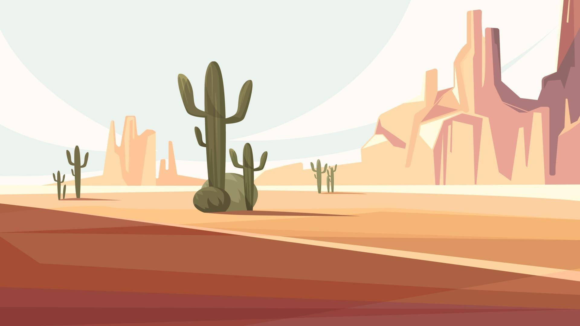Arizona Desert, cacti, rock formations, Full HD Desktop Wallpaper