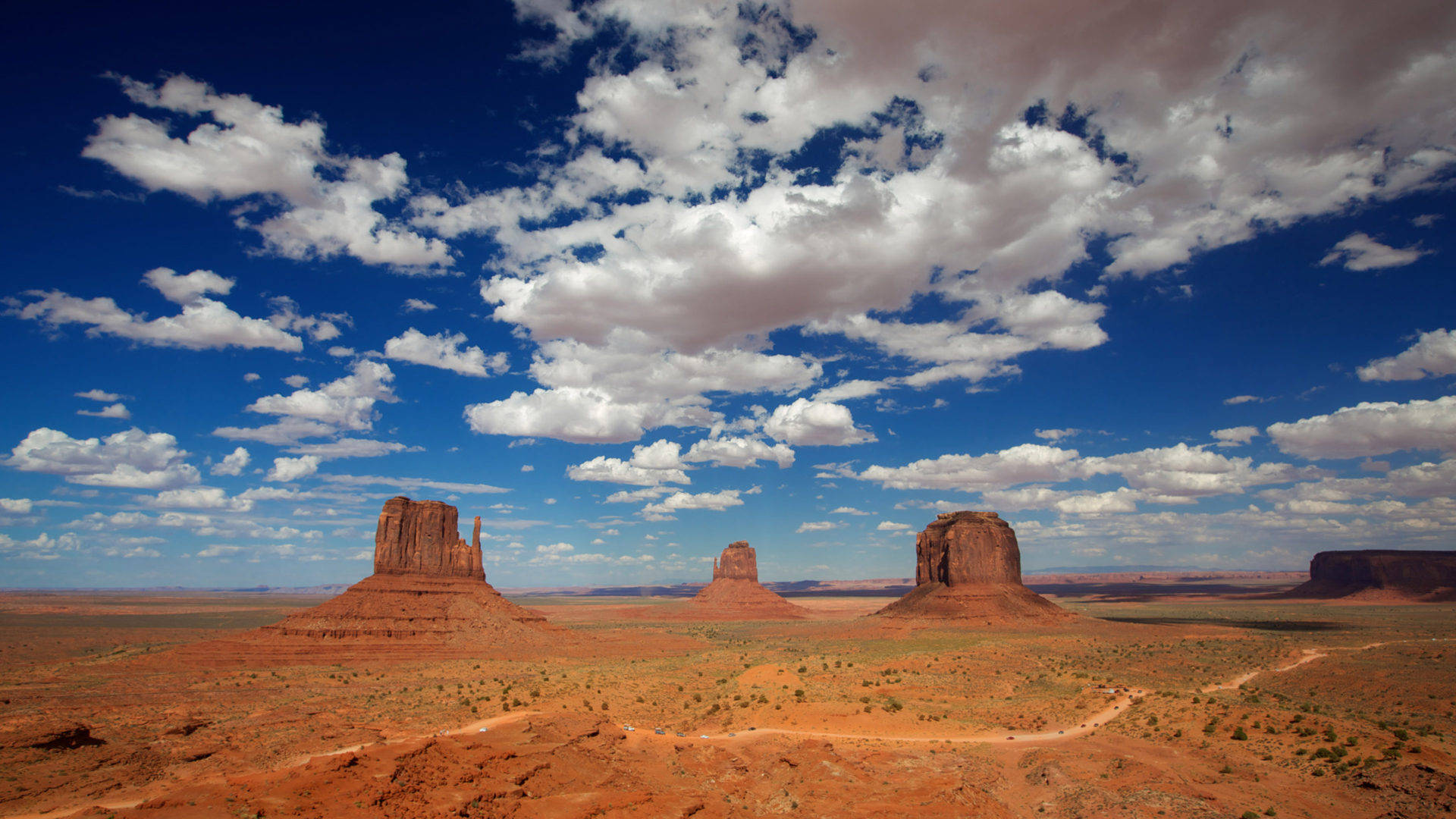 Arizona Desert, red rock buttes, blue sky, Full HD Desktop Wallpaper