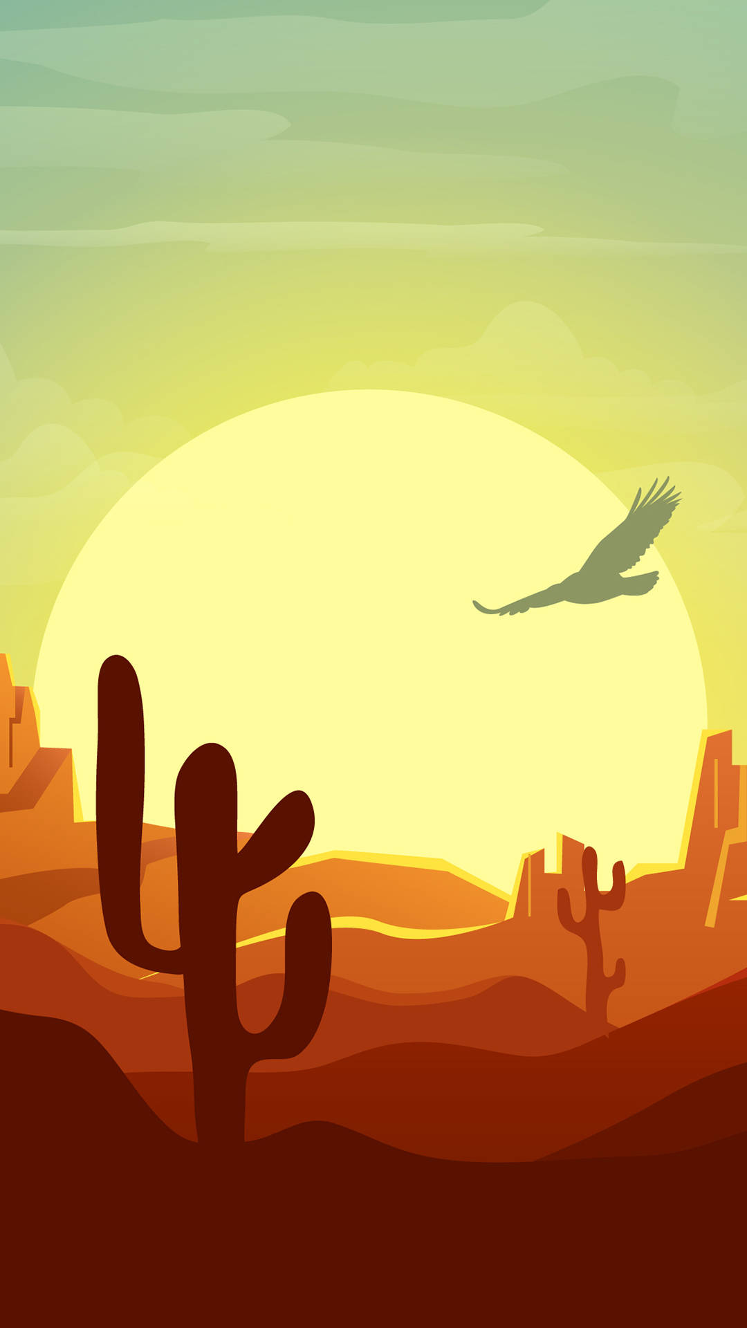 Arizona Desert, sunrise, large sun, Full HD Phone Wallpaper
