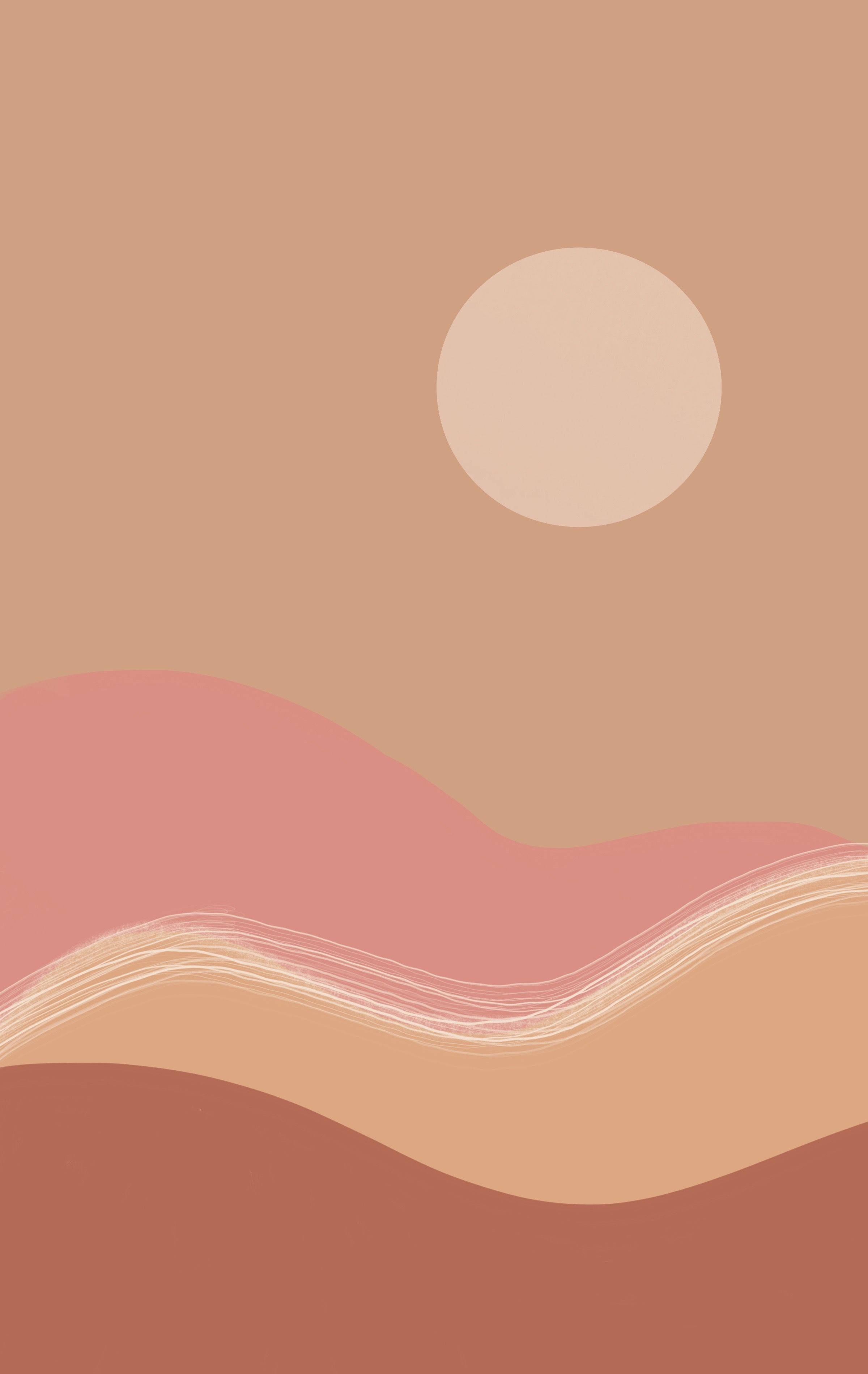 brown pink desert sun, soft terracotta waves, pale sun, 2K Phone Wallpaper