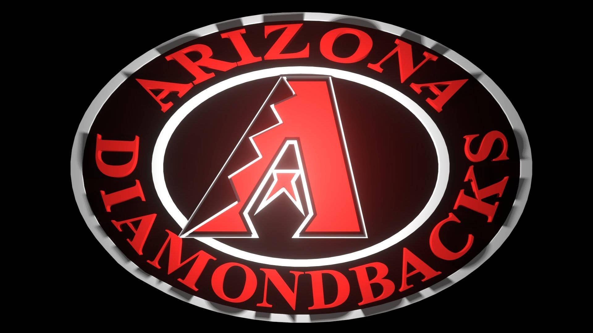 Arizona Diamondbacks, glowing red, silver metallic border, Full HD Desktop Wallpaper