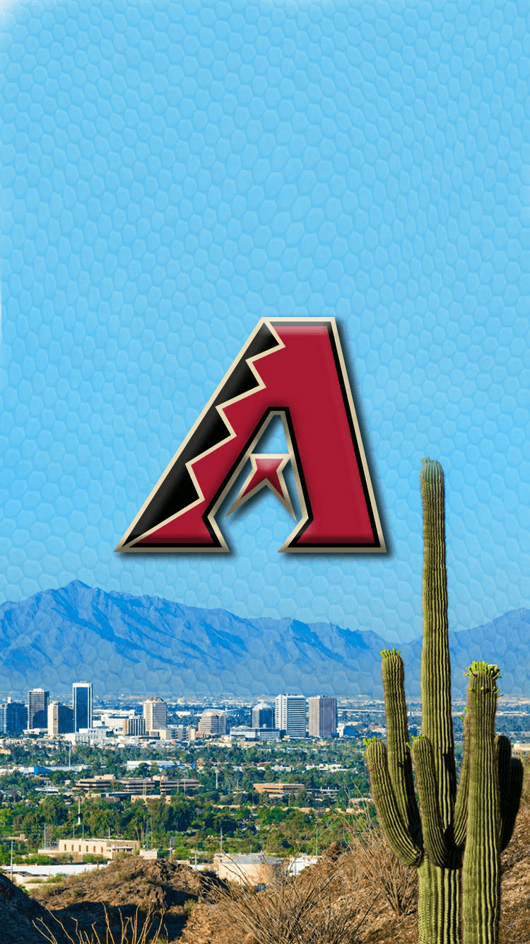Arizona Diamondbacks, red Arizona Diamondbacks logo, desert cityscape, HD Phone Wallpaper
