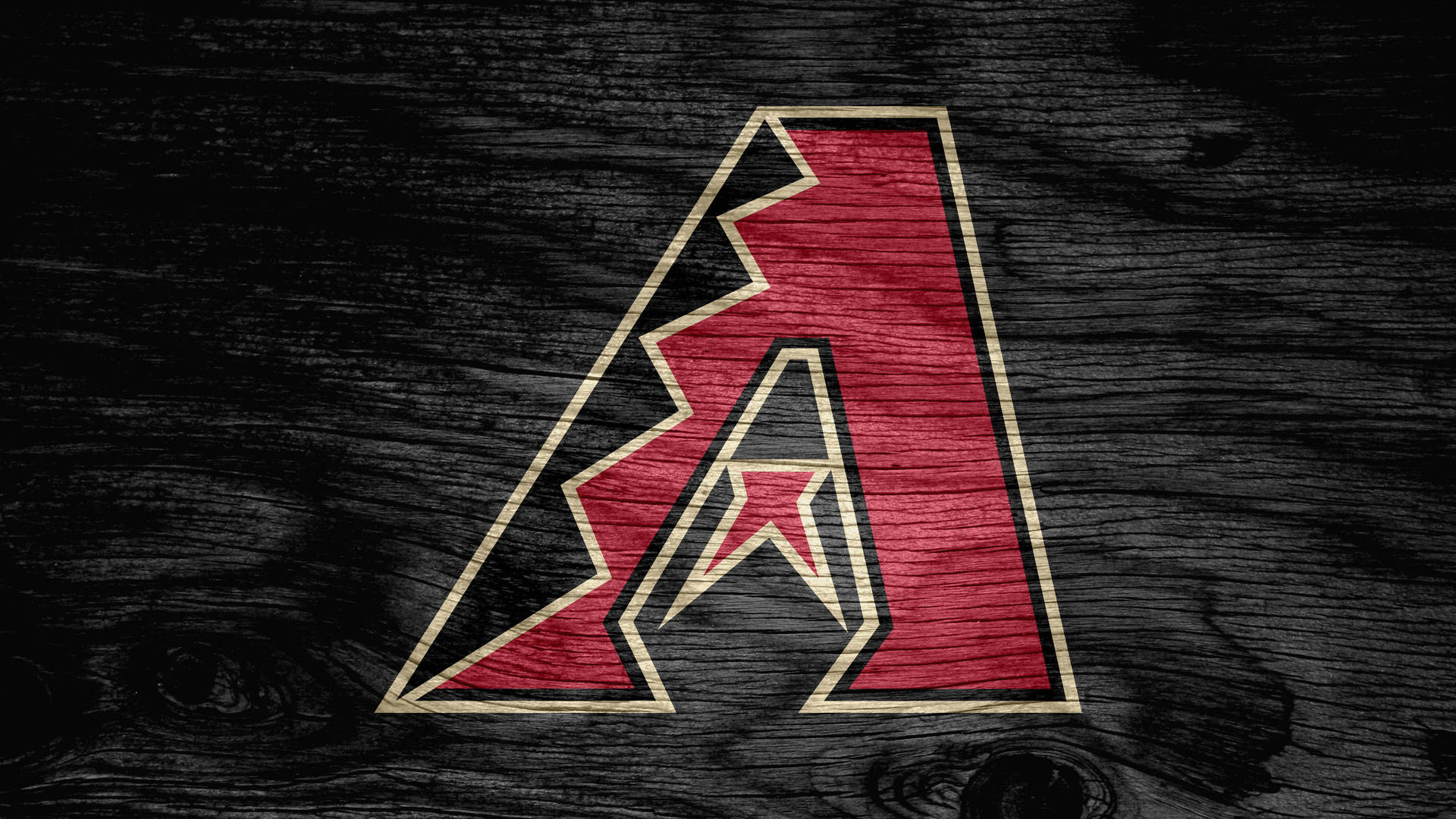 Arizona Diamondbacks, red and gold, dark textured wooden background, Full HD Desktop Wallpaper