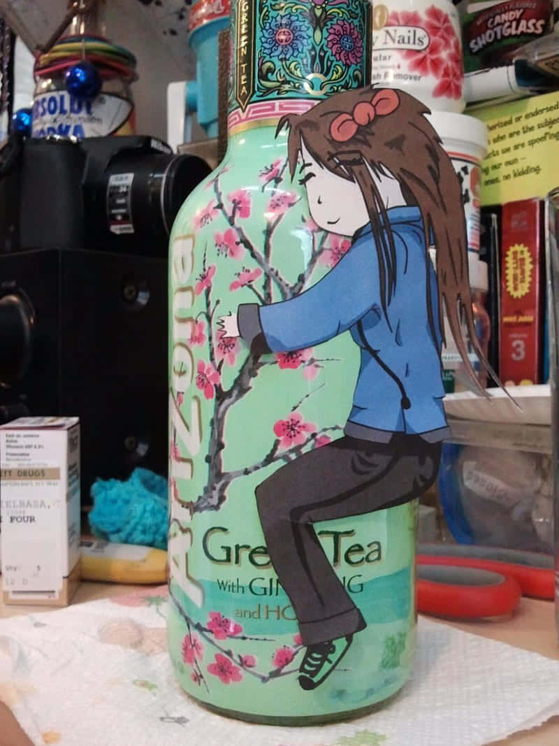Arizona Tea, green tea bottle, anime girl, SD Phone Wallpaper