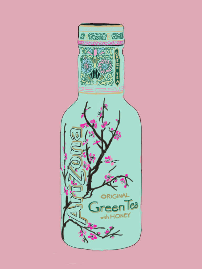 Arizona Green Tea, cherry blossoms, ornate patterns, SD Phone Wallpaper