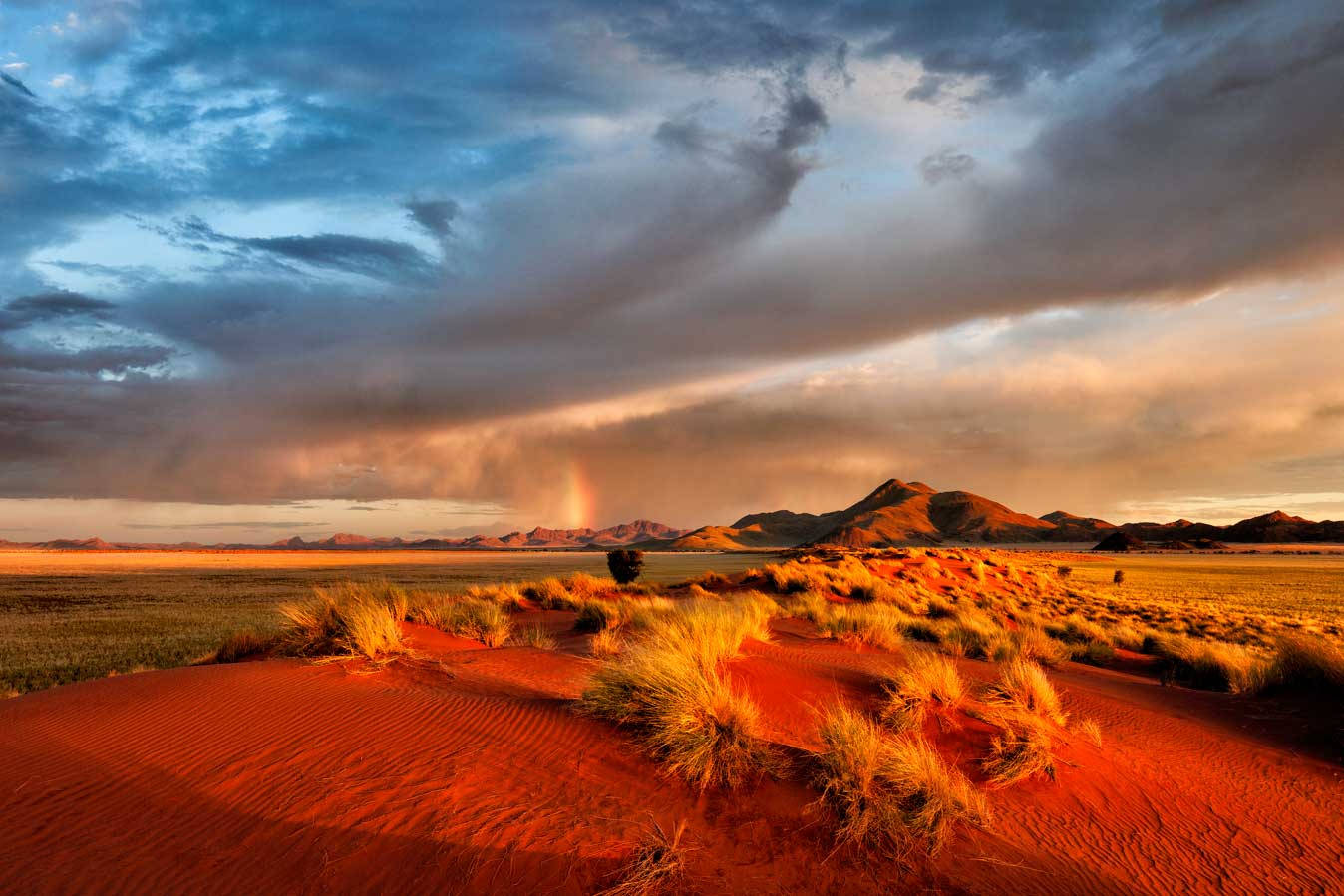 Arizona Desert, orange sand dunes, rainbow, HD Desktop Wallpaper