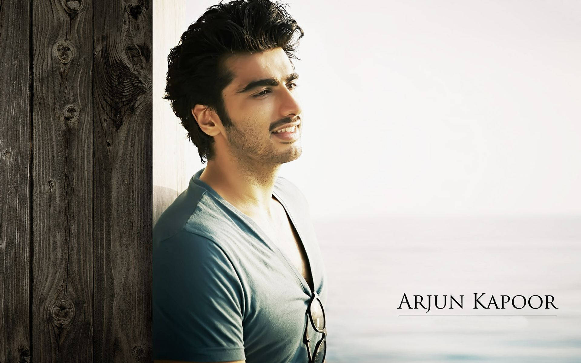 Arjun Kapoor, dark hair, weathered wooden wall, Full HD Desktop Wallpaper