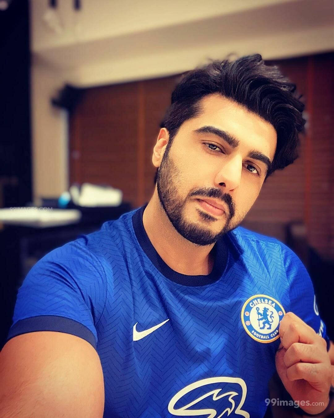 Arjun Kapoor, blue Chelsea FC football jersey, dark hair, HD Phone Wallpaper