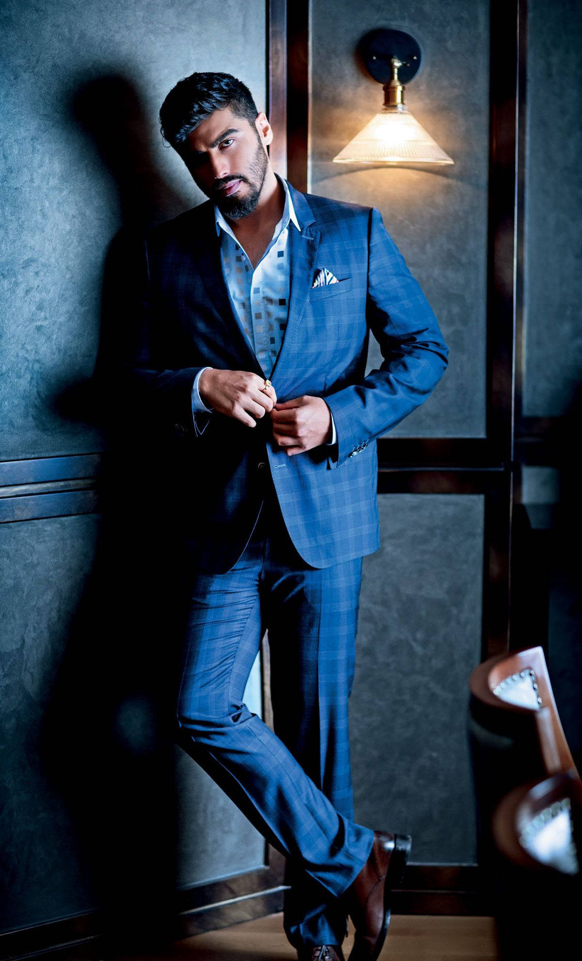 Arjun Kapoor, blue checkered suit, jacket, Full HD Phone Wallpaper