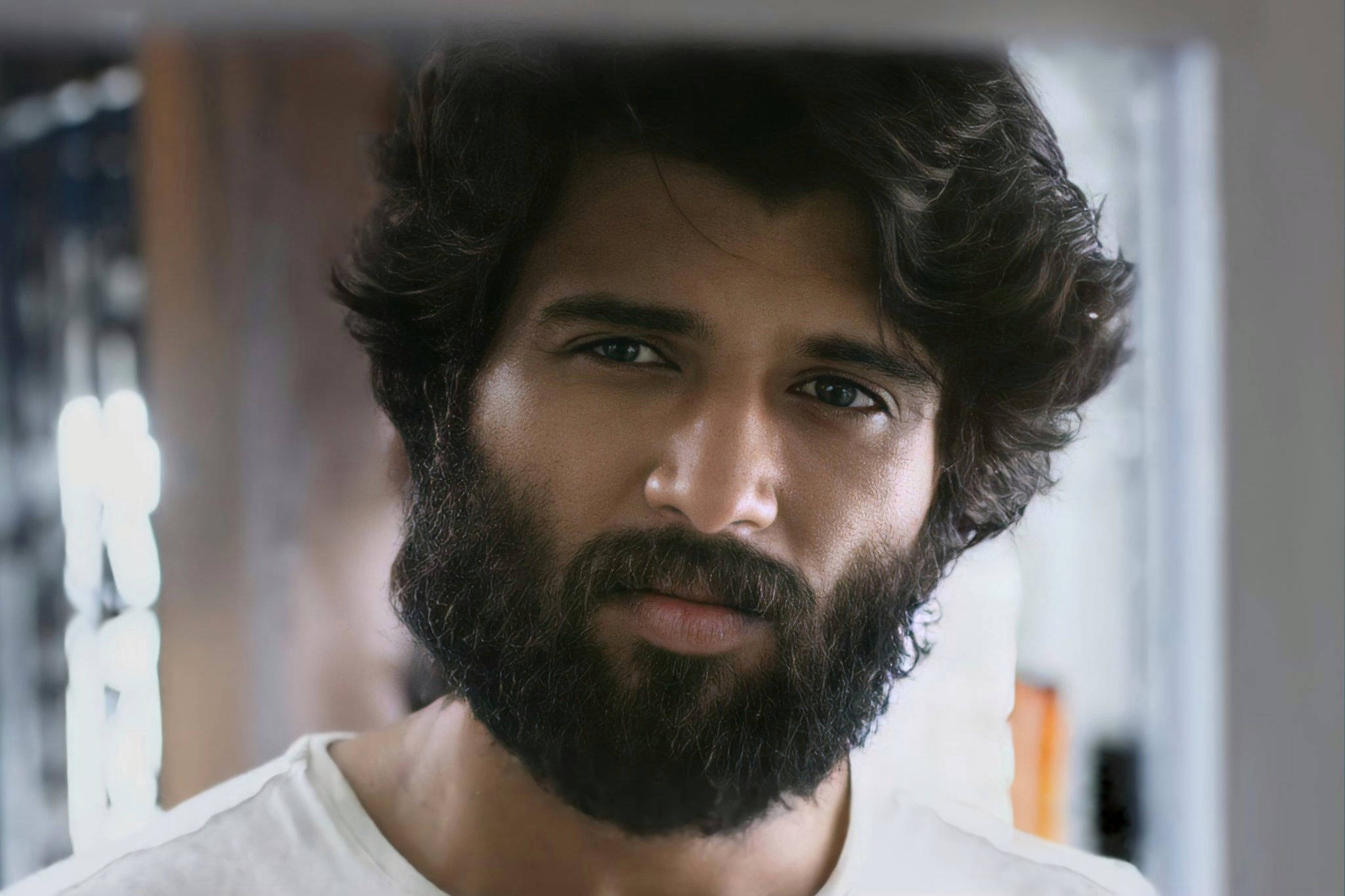 Arjun Reddy, bearded man, dark curly hair, Full HD Desktop Wallpaper