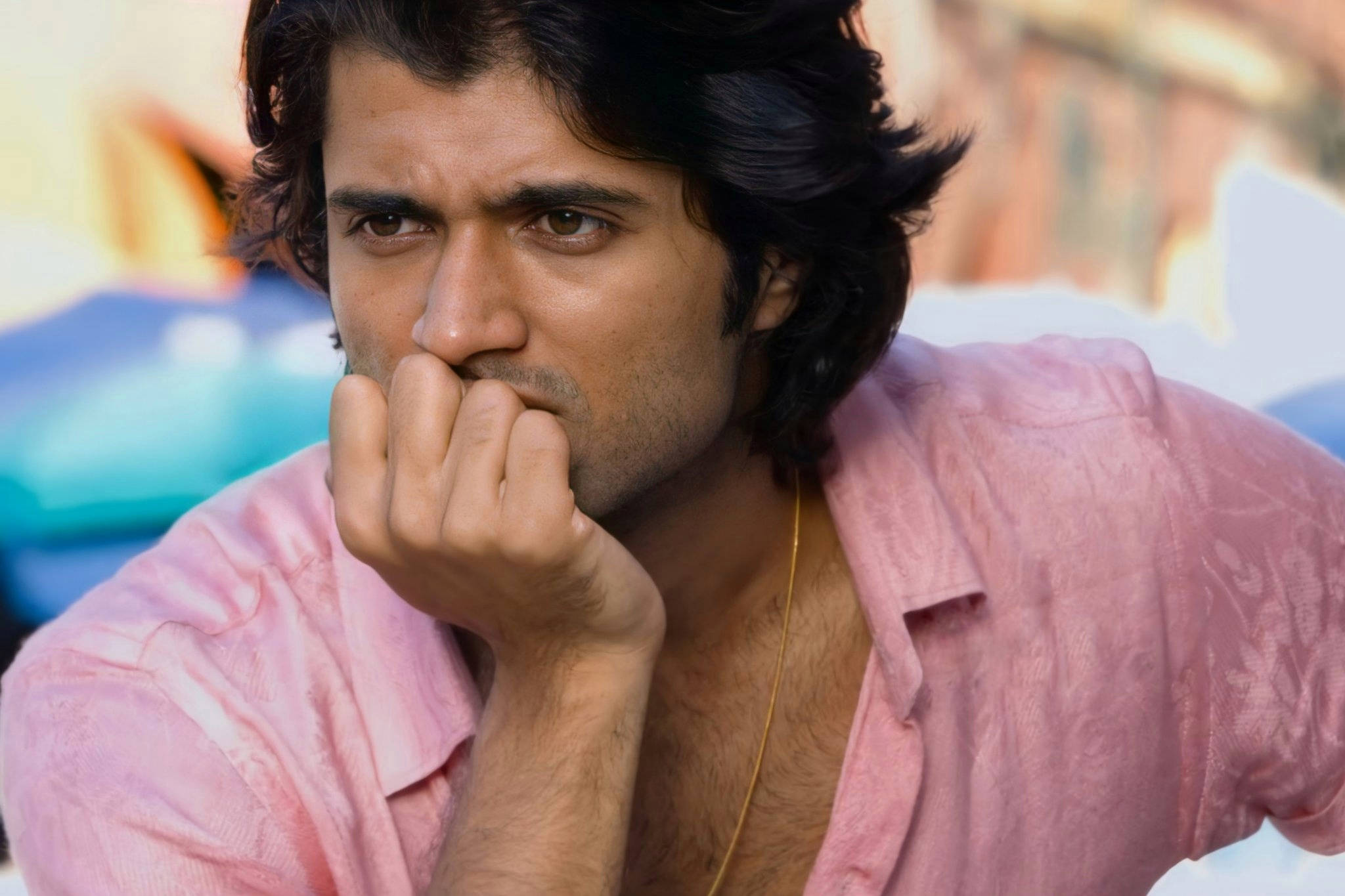 Arjun Reddy, pink shirt, dark hair, Full HD Desktop Wallpaper