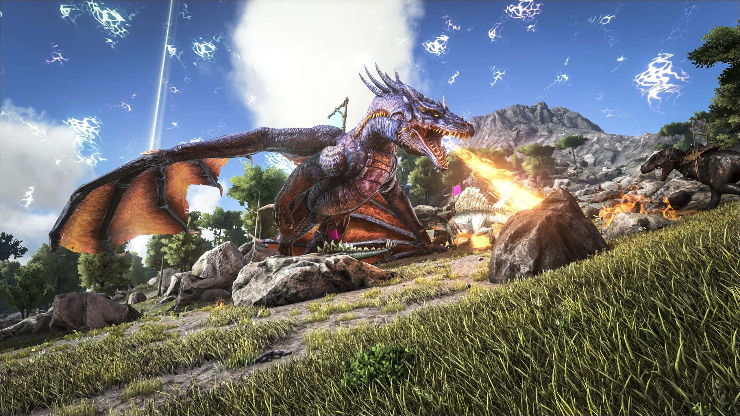 Ark Survival 4K, dragon, purple dragon, 2K Desktop Wallpaper