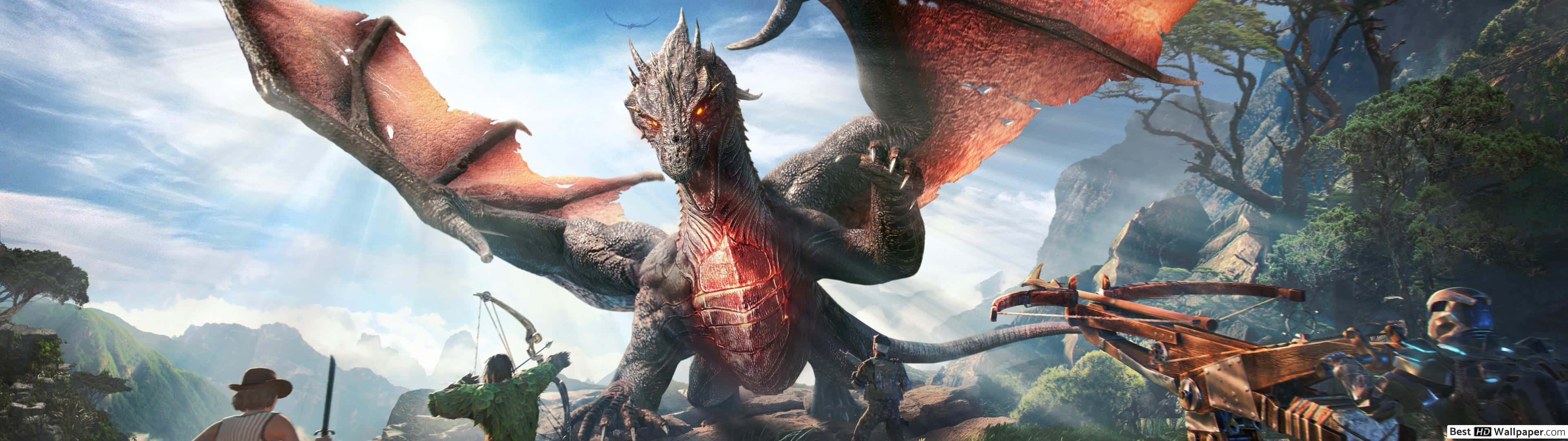 Ark Survival 4K, dragon, glowing red eyes, 4K Desktop Wallpaper