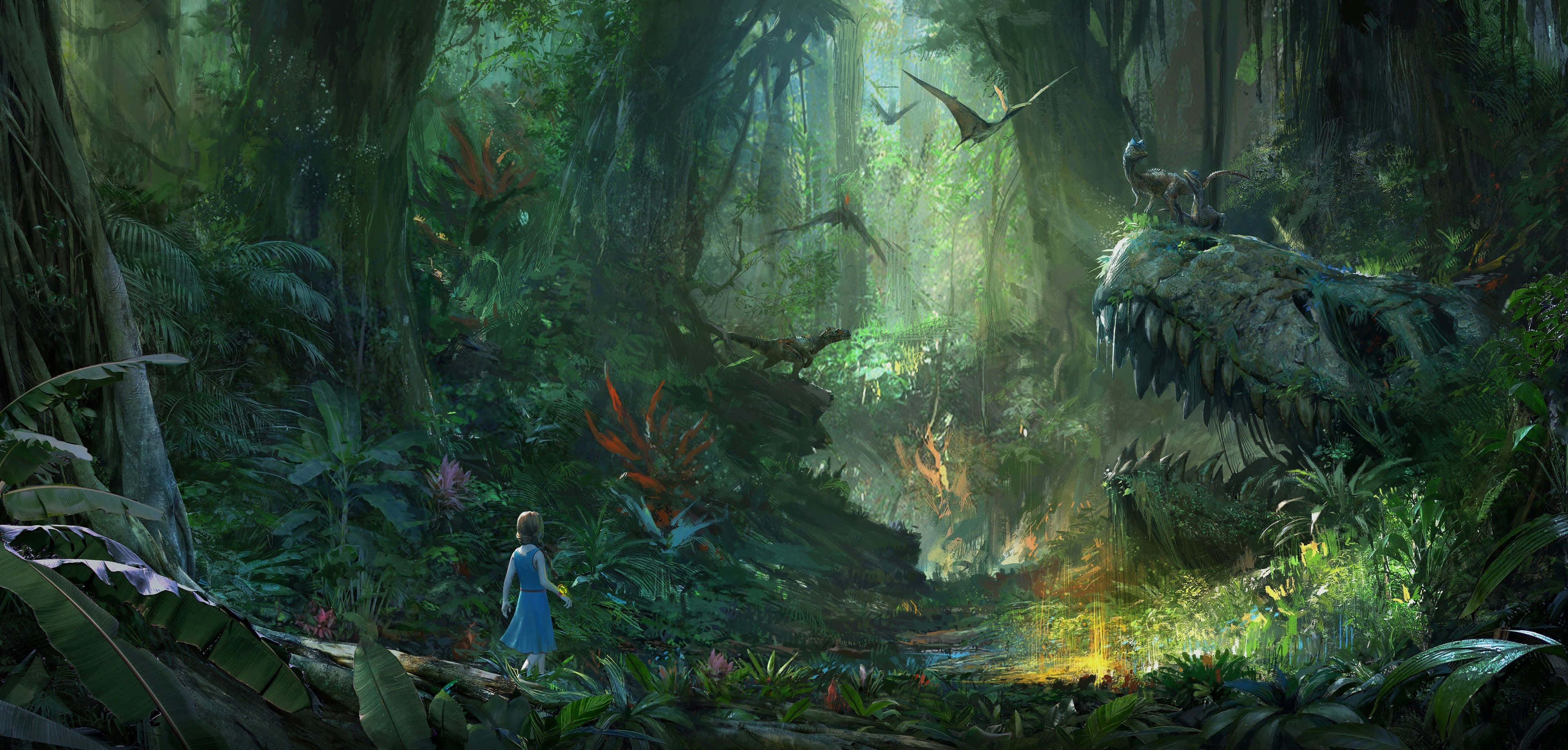 Ark Survival 4K, lone figure, blue dress, 4K Desktop Wallpaper