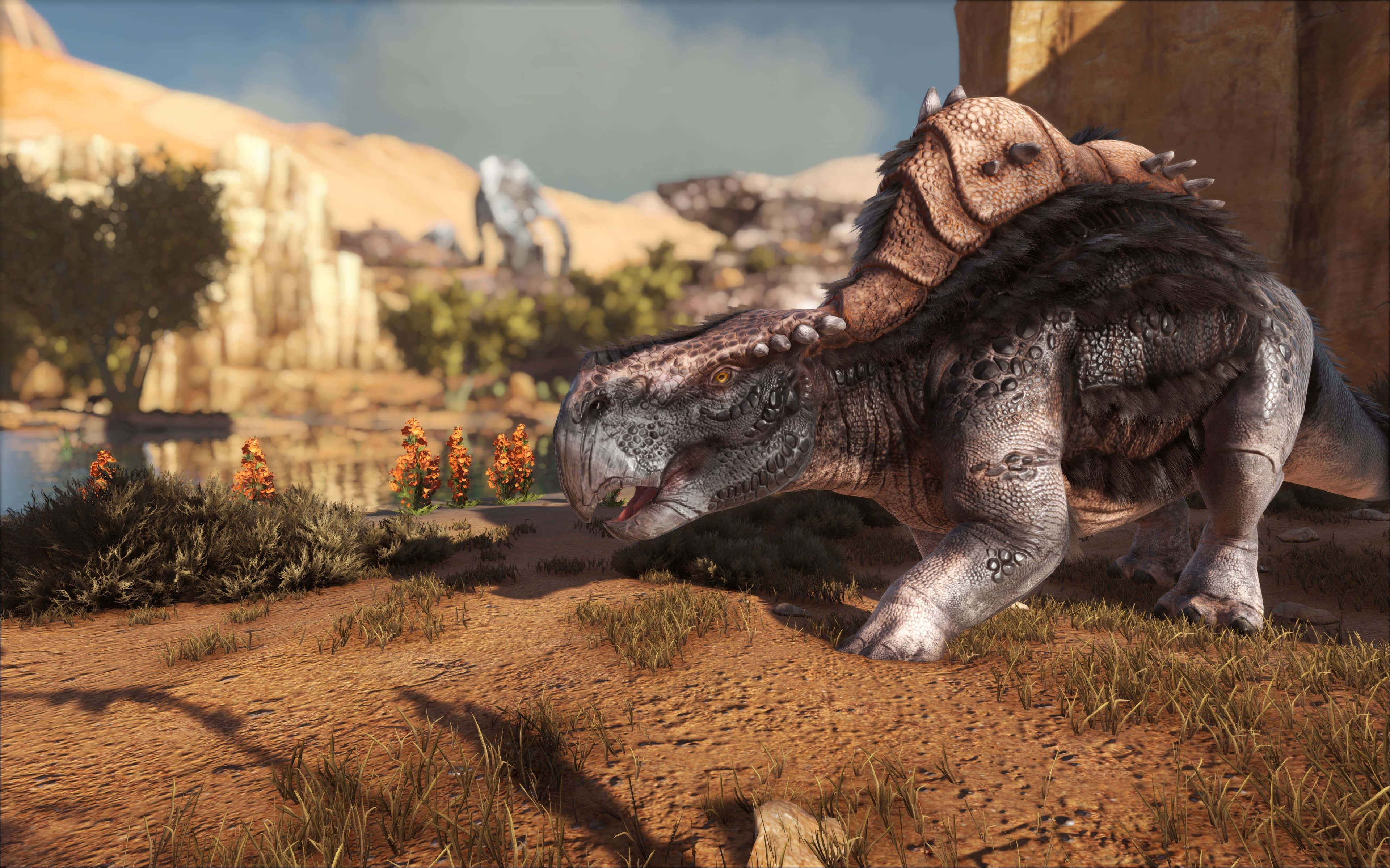 Ark Survival 4K, dinosaur, desert landscape, 4K Desktop Wallpaper