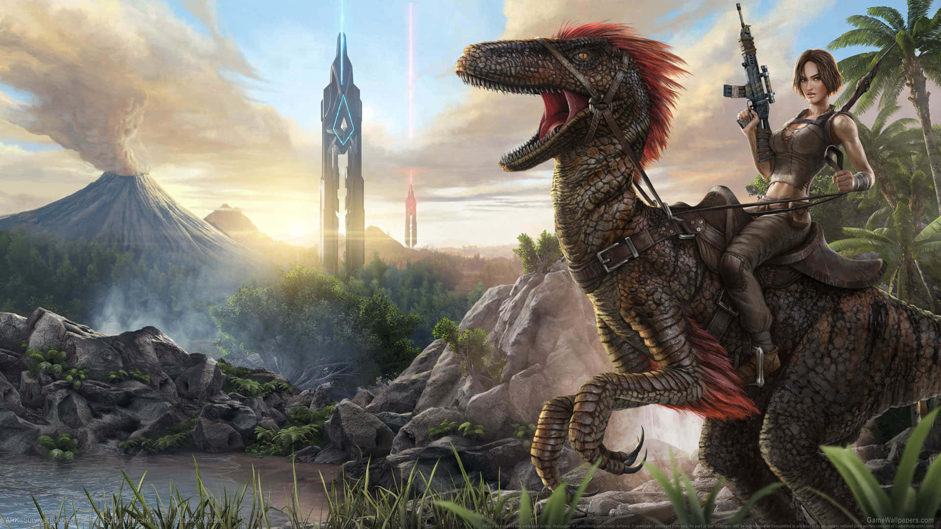 Ark Survival, 4K graphics, volcanic jungle, Full HD Desktop Wallpaper