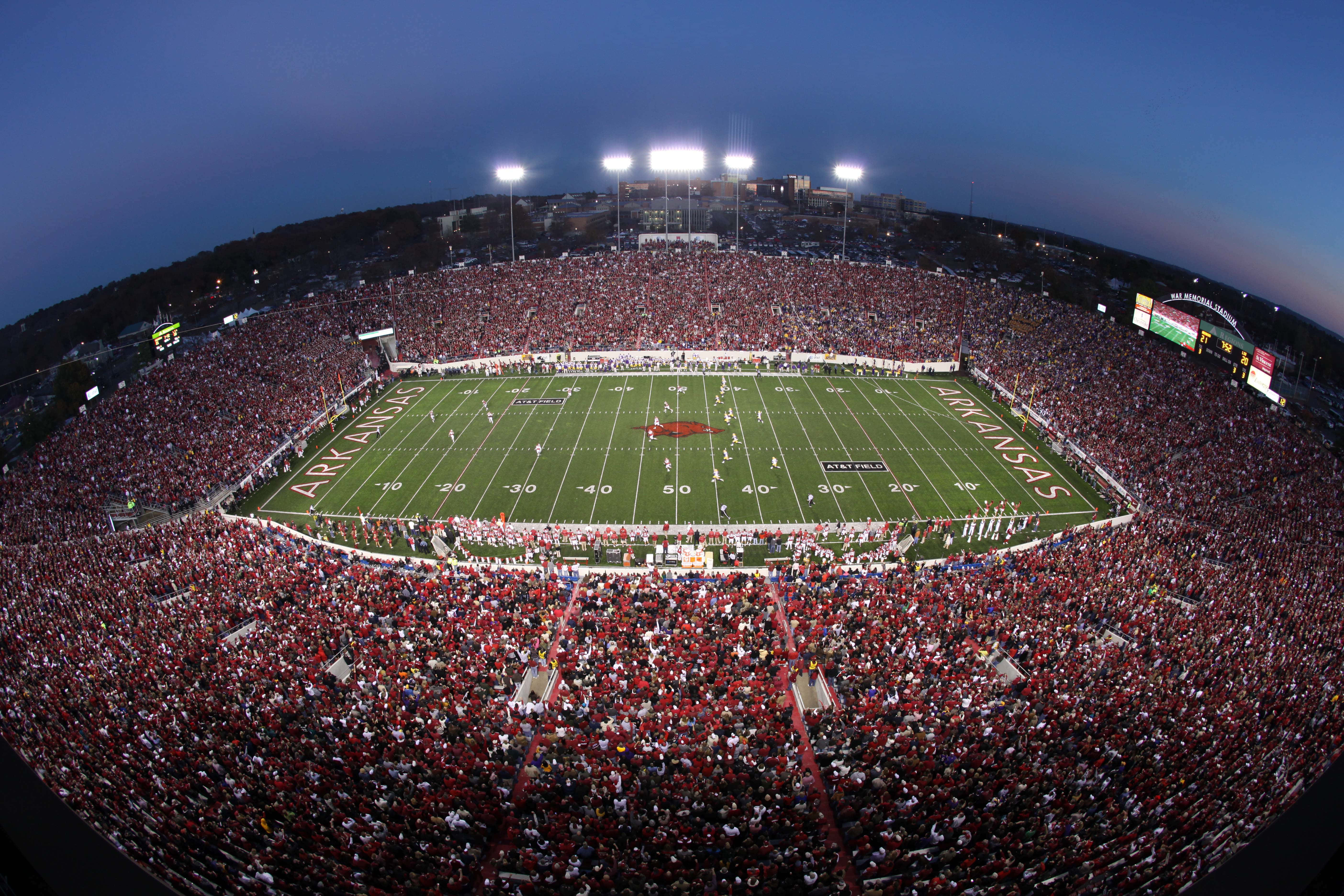 Arkansas Razorbacks, football stadium, large crowd, 5K Desktop Wallpaper
