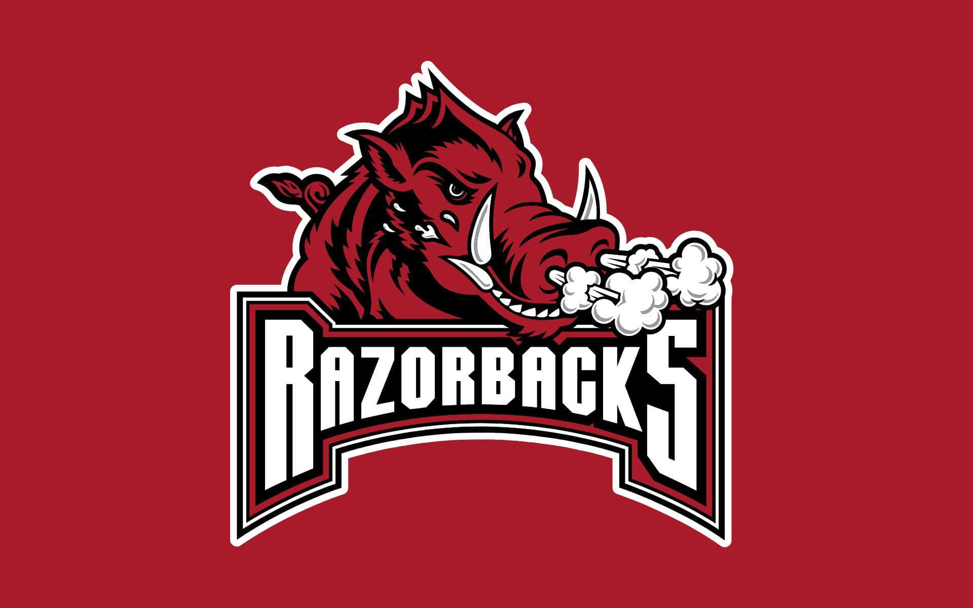 Arkansas Razorbacks, red razorback mascot logo, white smoke bursts, Full HD Desktop Wallpaper