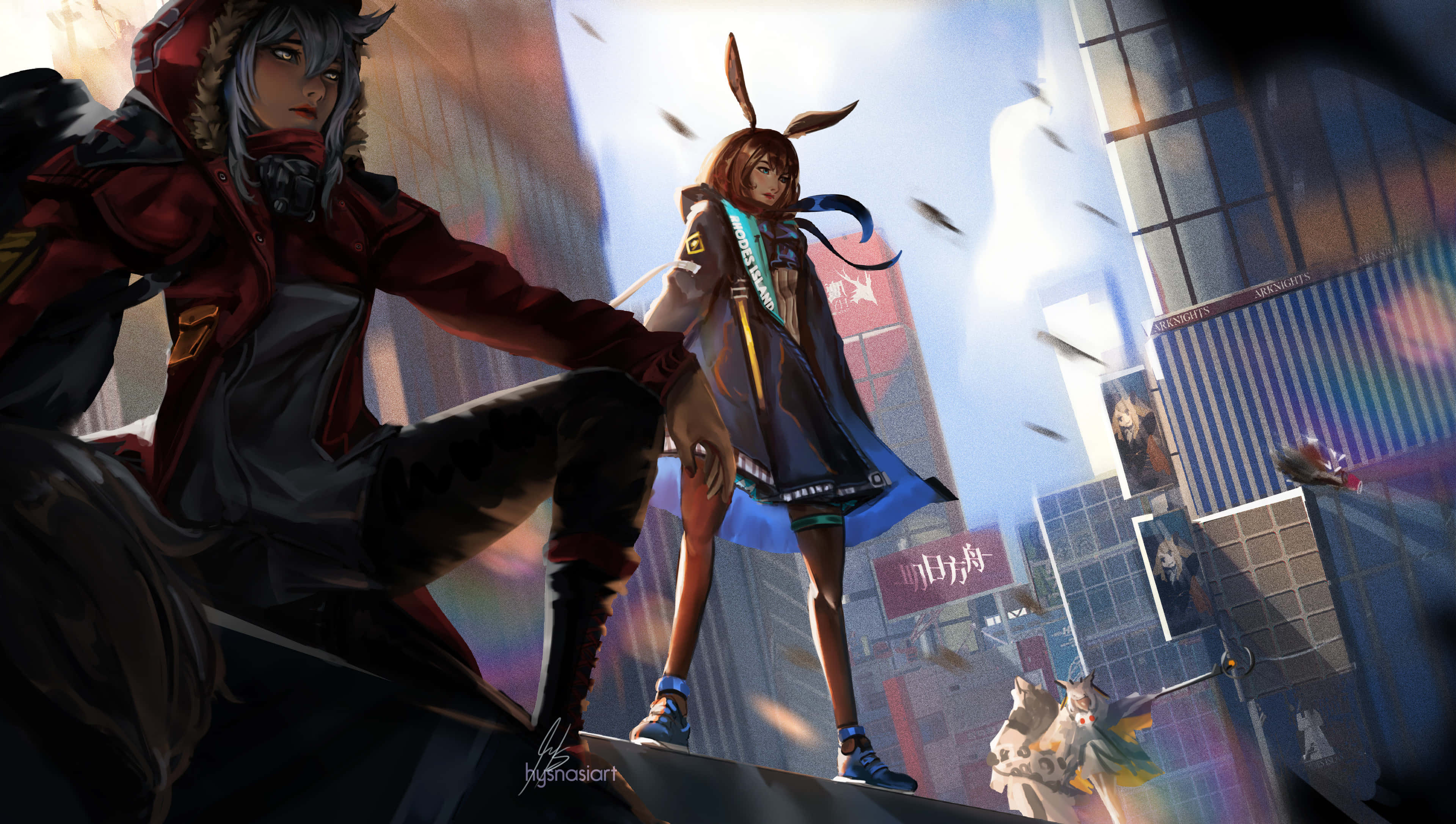 Arknights, Operators, rooftop ledge, 4K Desktop Wallpaper