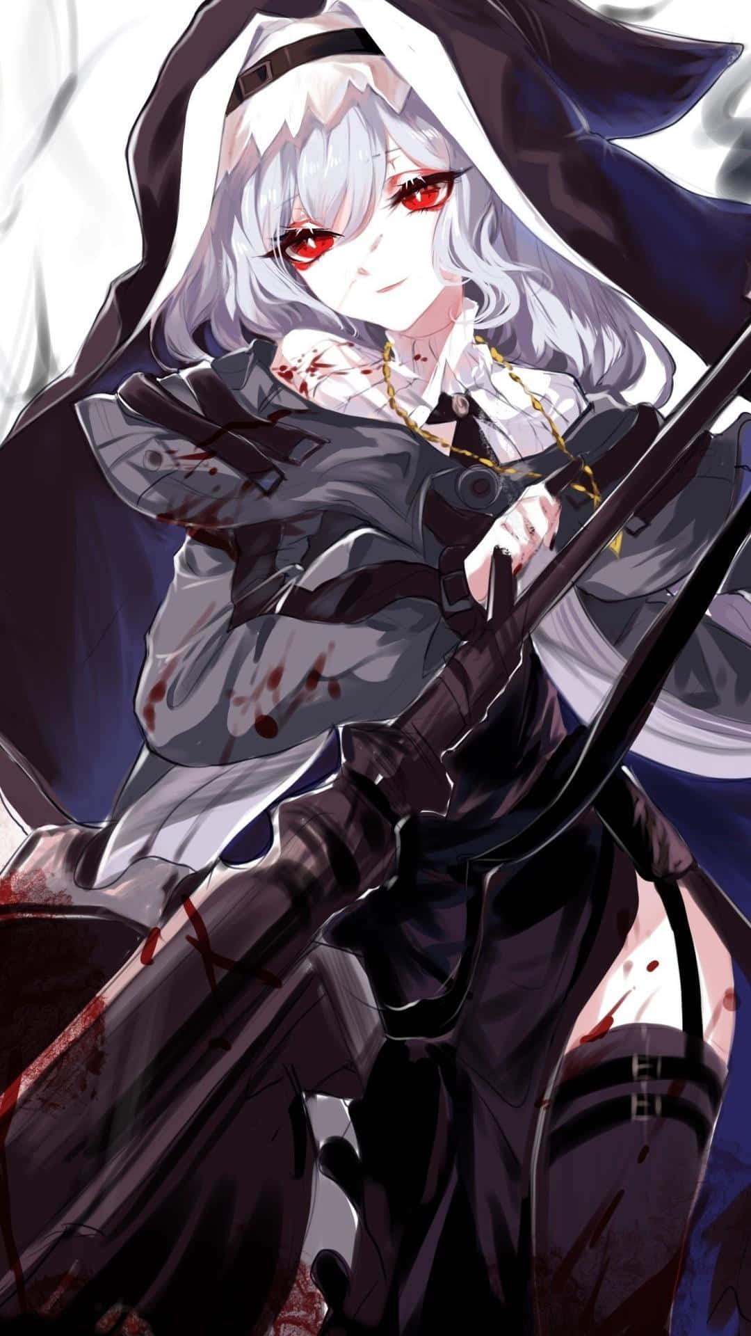 Arknights, anime witch, silver hair, Full HD Phone Wallpaper