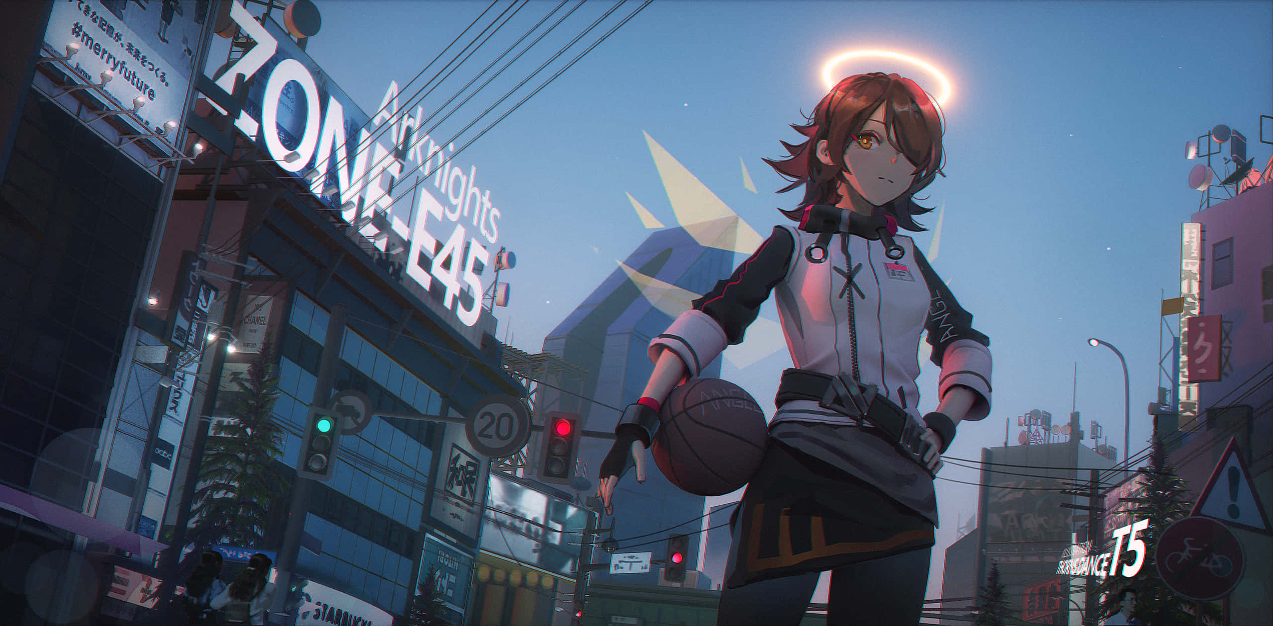 Arknights, anime girl, halo, 2K Desktop Wallpaper