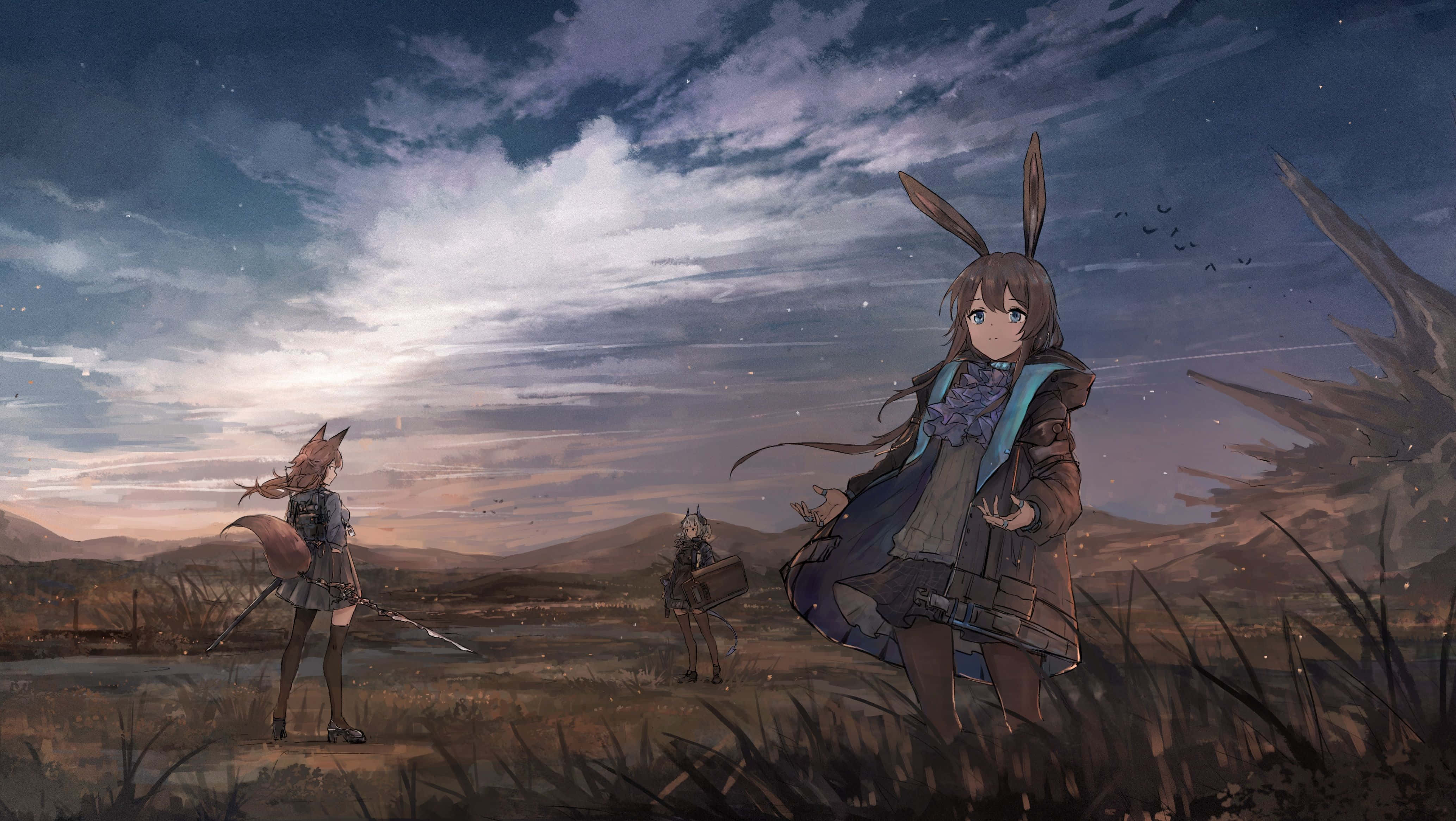 Arknights 4K, anthropomorphic characters, twilight field, 4K Desktop Wallpaper