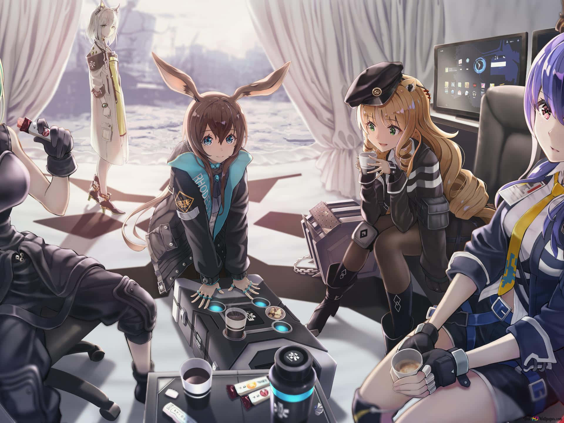Arknights, anime girls, futuristic gear, Full HD Desktop Wallpaper