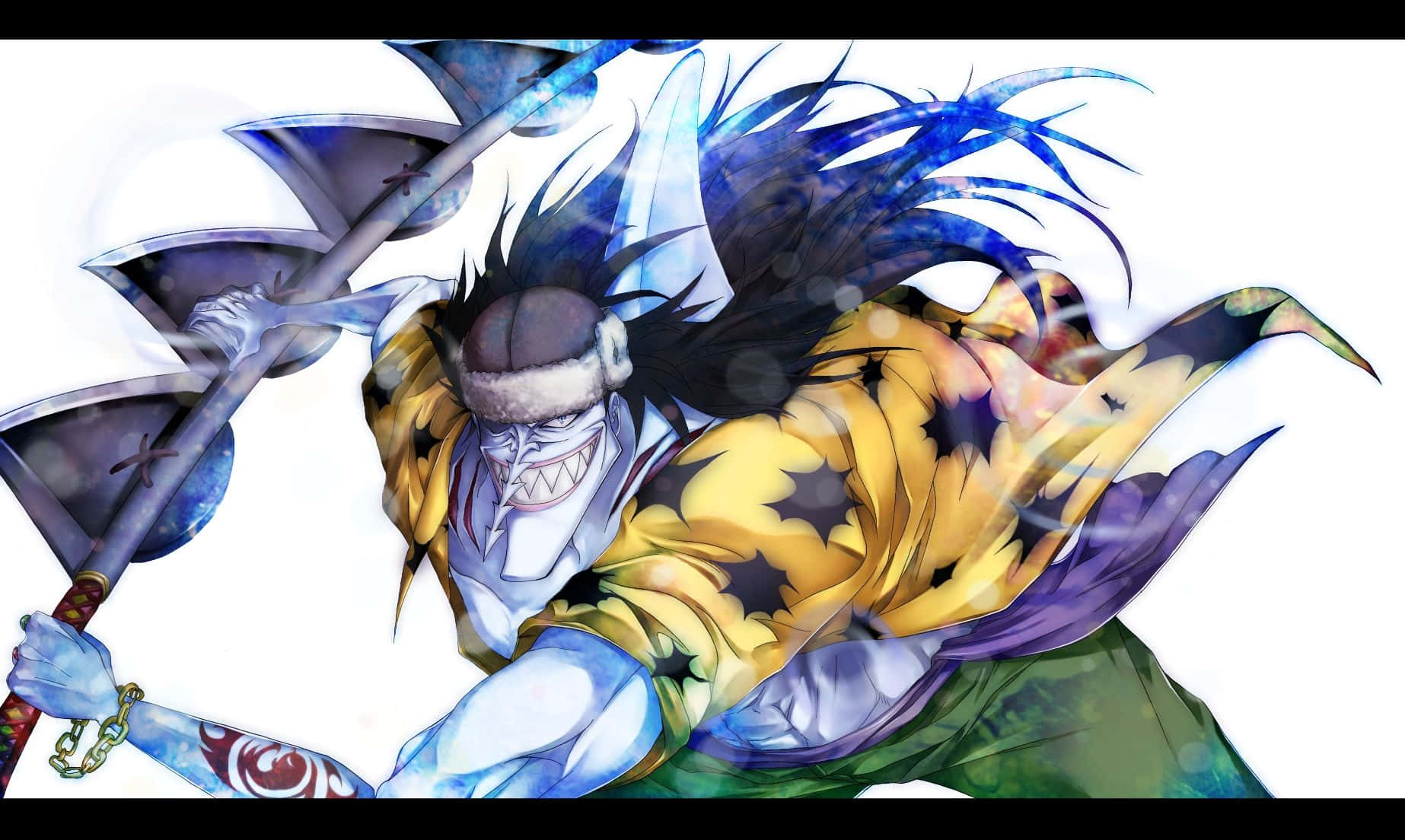 Arlong Park, spiky blue hair, large axe, HD Desktop Wallpaper