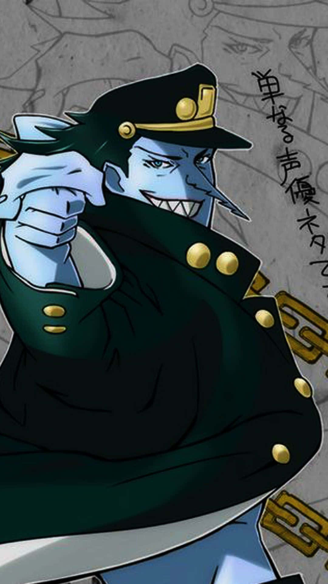 Arlong Park, blue-skinned anime pirate, dark green military coat, Full HD Phone Wallpaper